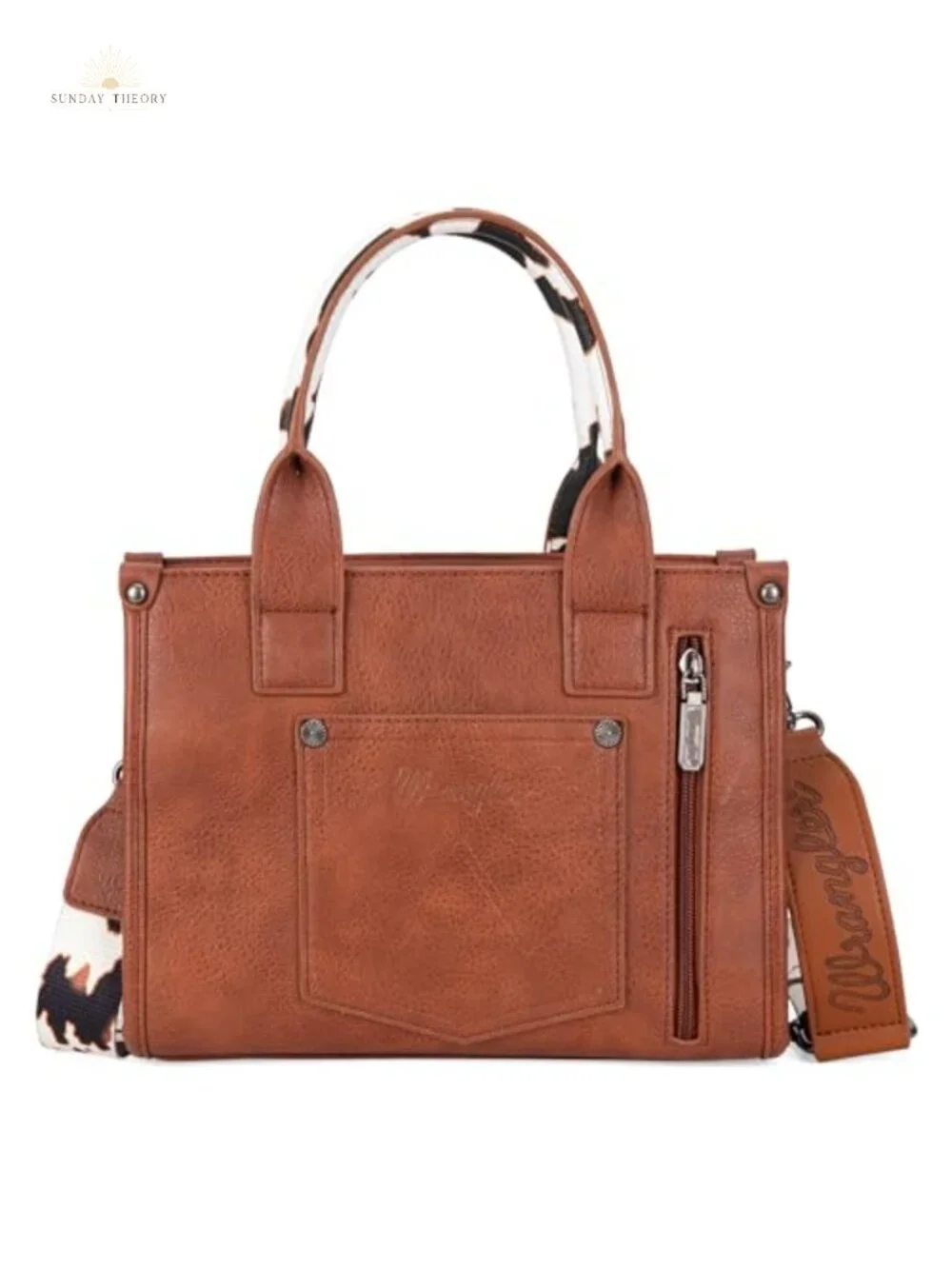 Cow Print Faux Leather Tote Purse Whipstitch Top Handle Crossbody Bag